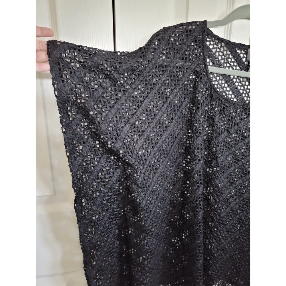 Chico's Travelers 3 Pullover Black Overlay Open Knit Top‎ SS Oversize NWOT - Picture 5 of 6